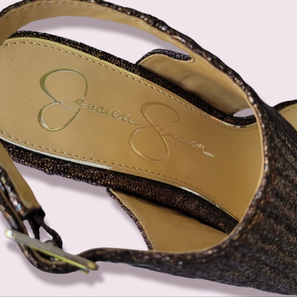 JESSICA SIMPSON - ELARI STRAPPY OPEN TOE PUMP - NEW!! BEAUTIFUL! SPARKLE - Picture 1 of 10